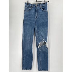 Abercrombie & Fitch 25 0R 90s Straight‎ Jeans Womens Blue Distressed Ultra High